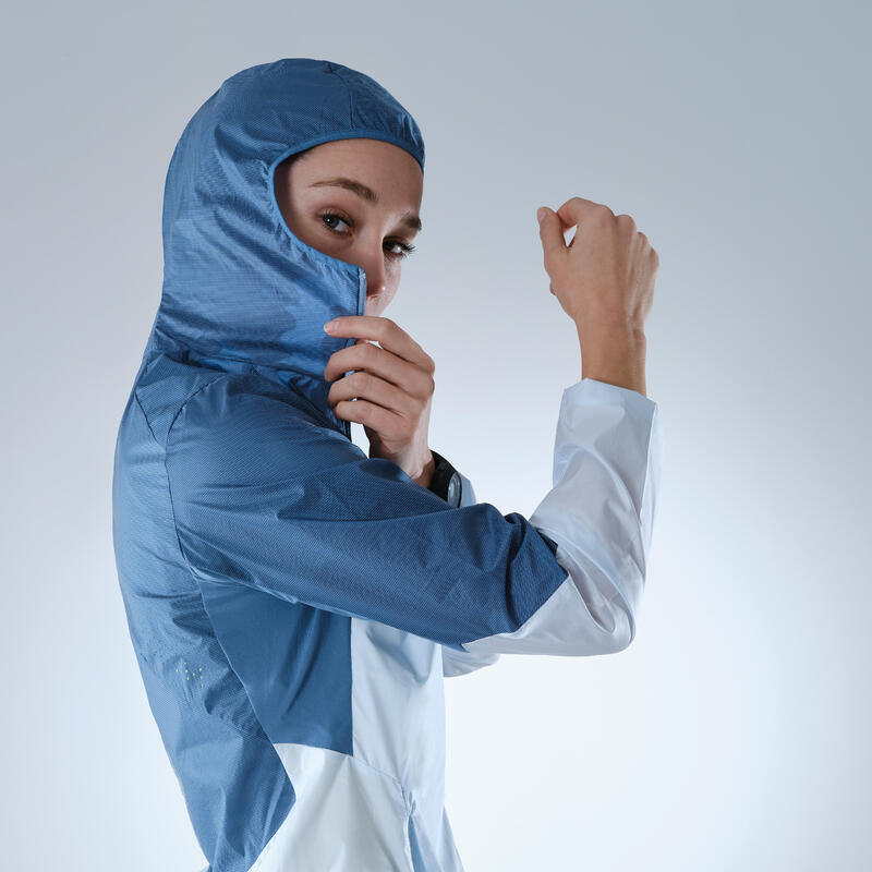 Veste coupe vent Ultra légère de randonnée rapide Femme FH 500 Hélium wind bleu