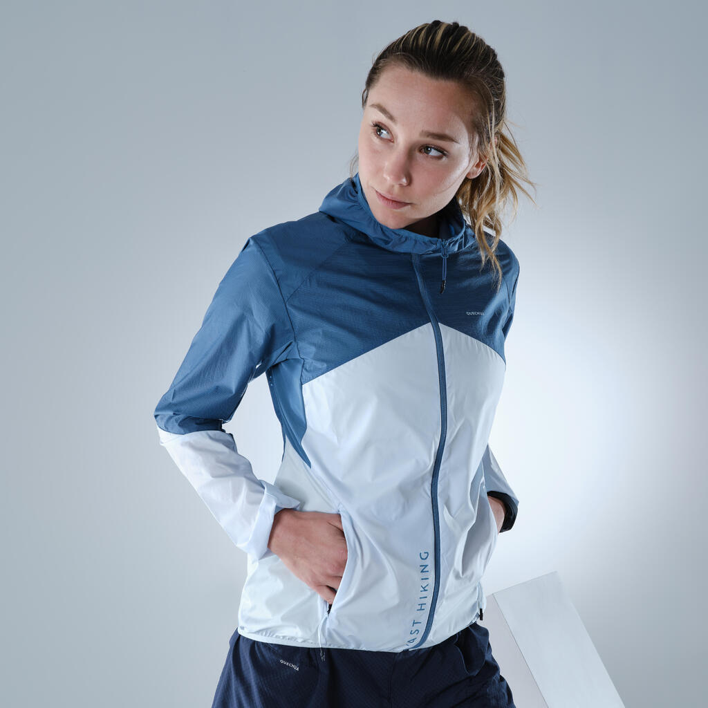 Windjacke Damen ultraleicht Speed Hiking - FH500 Helium blau 