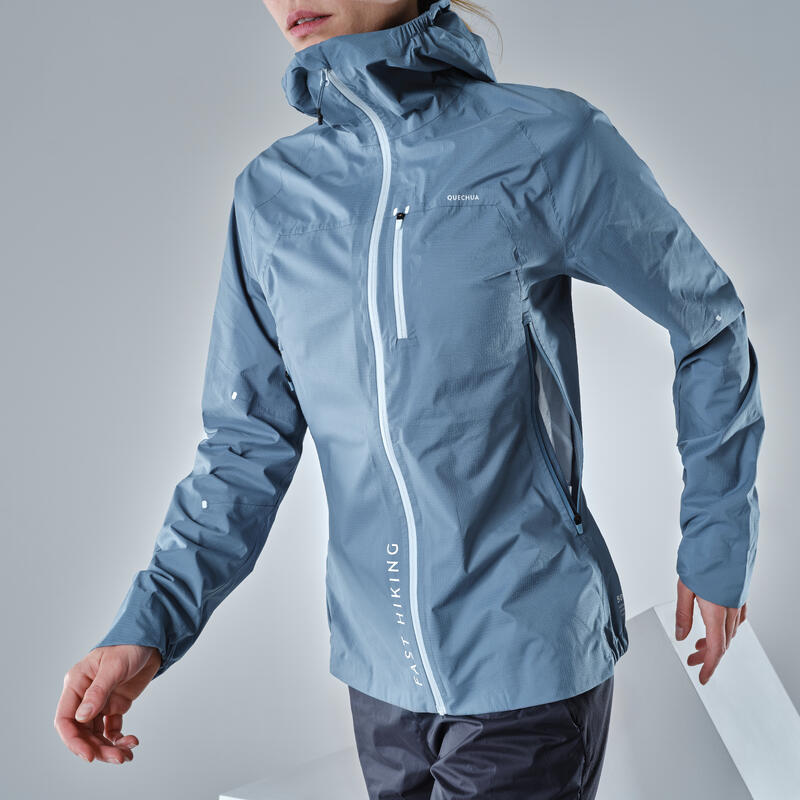 Regenjacke Damen wasserdicht ultraleicht Speed Hiking - FH500 Rain blau 