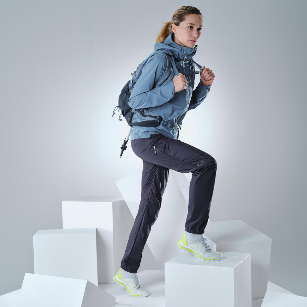 Women’s ultra-light waterproof fast hiking jacket - FH500 Rain - Blue
