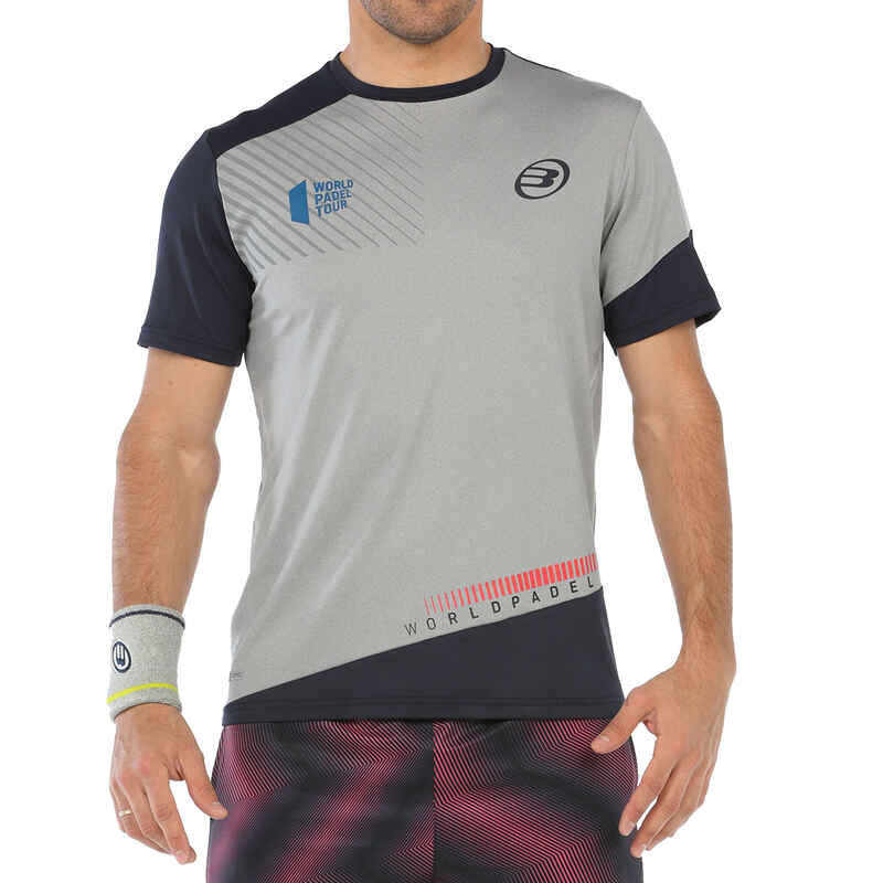 Padel T-Shirt kurzarm Herren Rundhals atmungsaktiv - Ricione grau