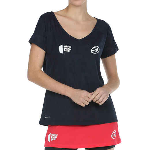 
      Padel T-Shirt kurzarm Damen V-Ausschnitt atmungsaktiv - Rapolan blau
  