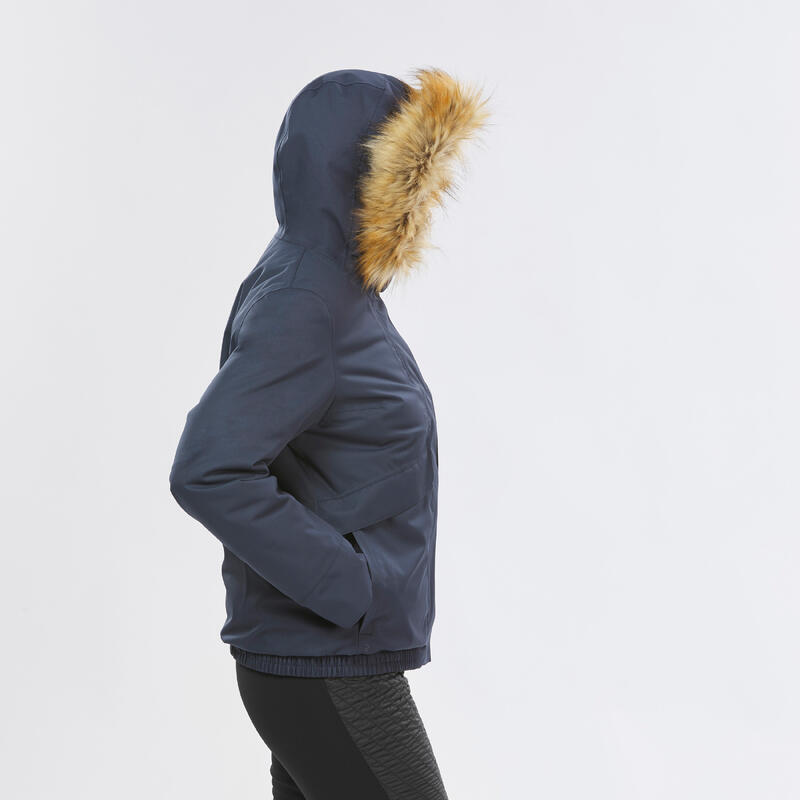 Winterjacke Damen Blouson warm bis -8°C wasserdicht Winterwandern - SH500 blau
