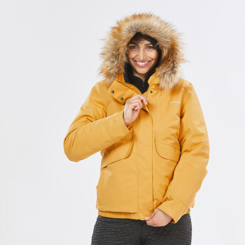 Chaqueta impermeable tipo gaban para senderismo Mujer NH550 Quechua  amarillo - Decathlon