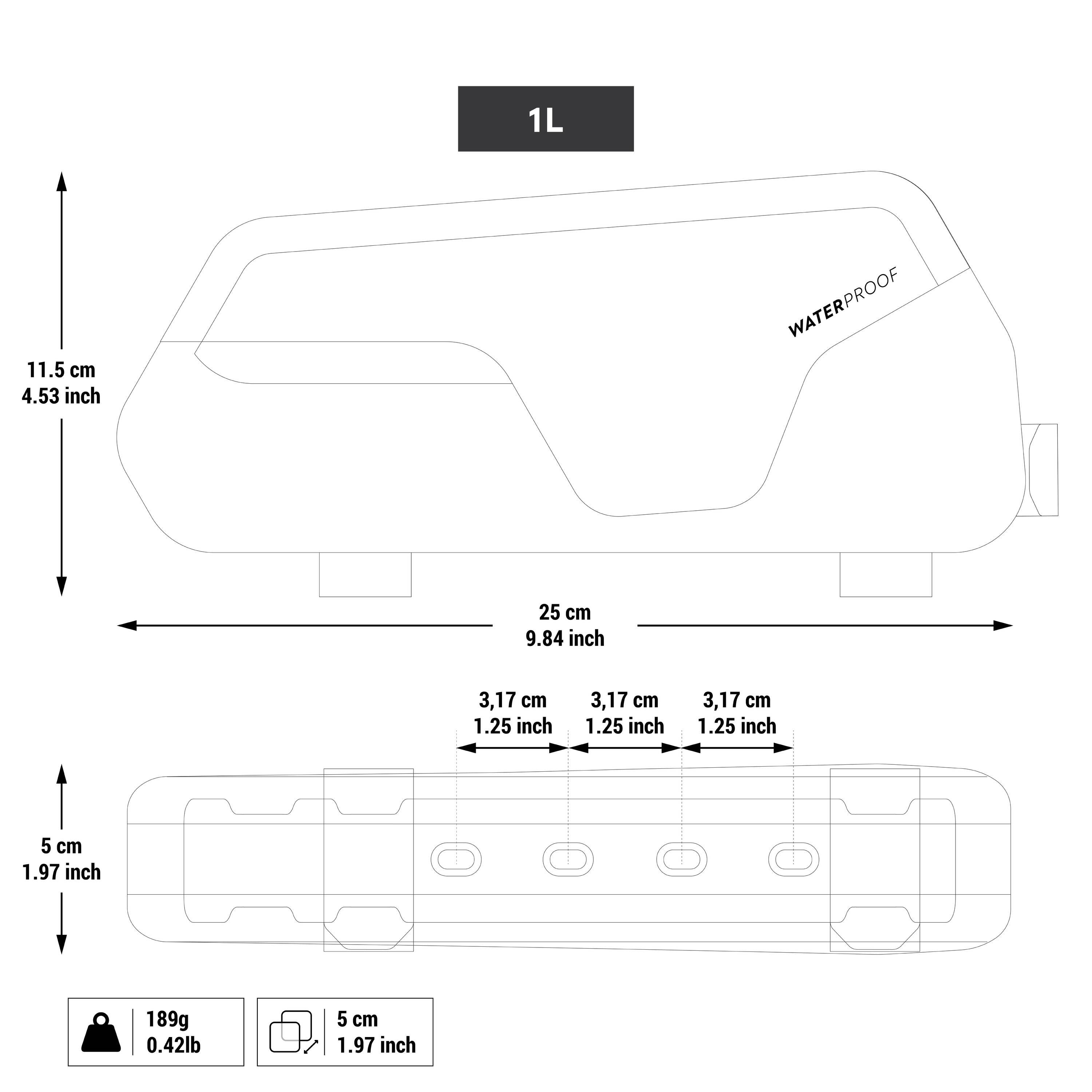 Bikepacking watertight top tube bag 1L IPX3, ADVT 900 - Beige -  5
