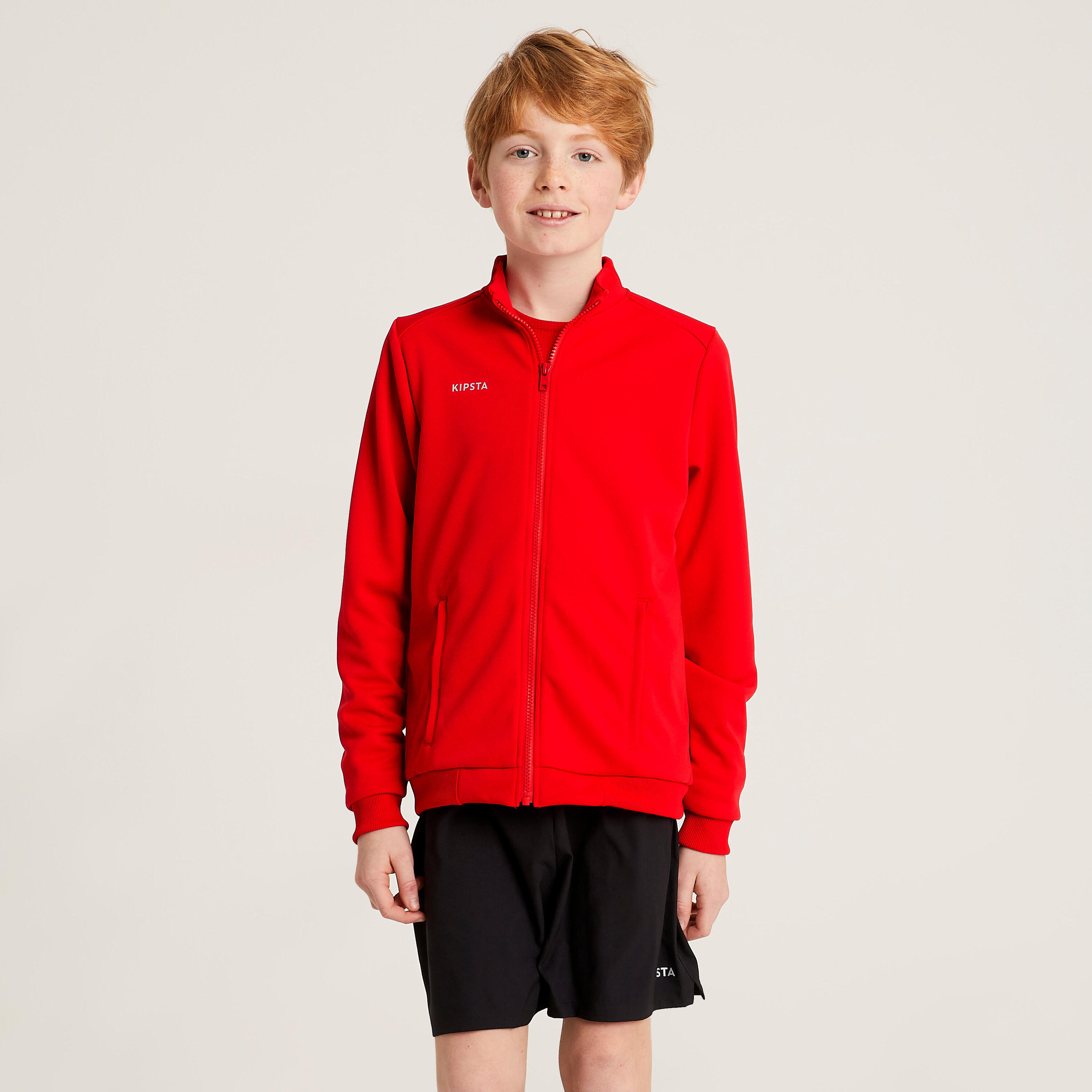 Voetbal trainingsjack kind Essential rood 3/6