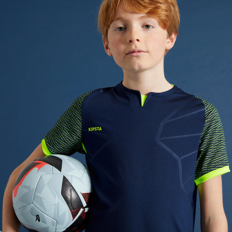 Camiseta de fútbol niños Kipsta CLR azul y amarillo
