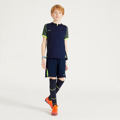 Voetbalshirt kind clr blauw/fluogeel