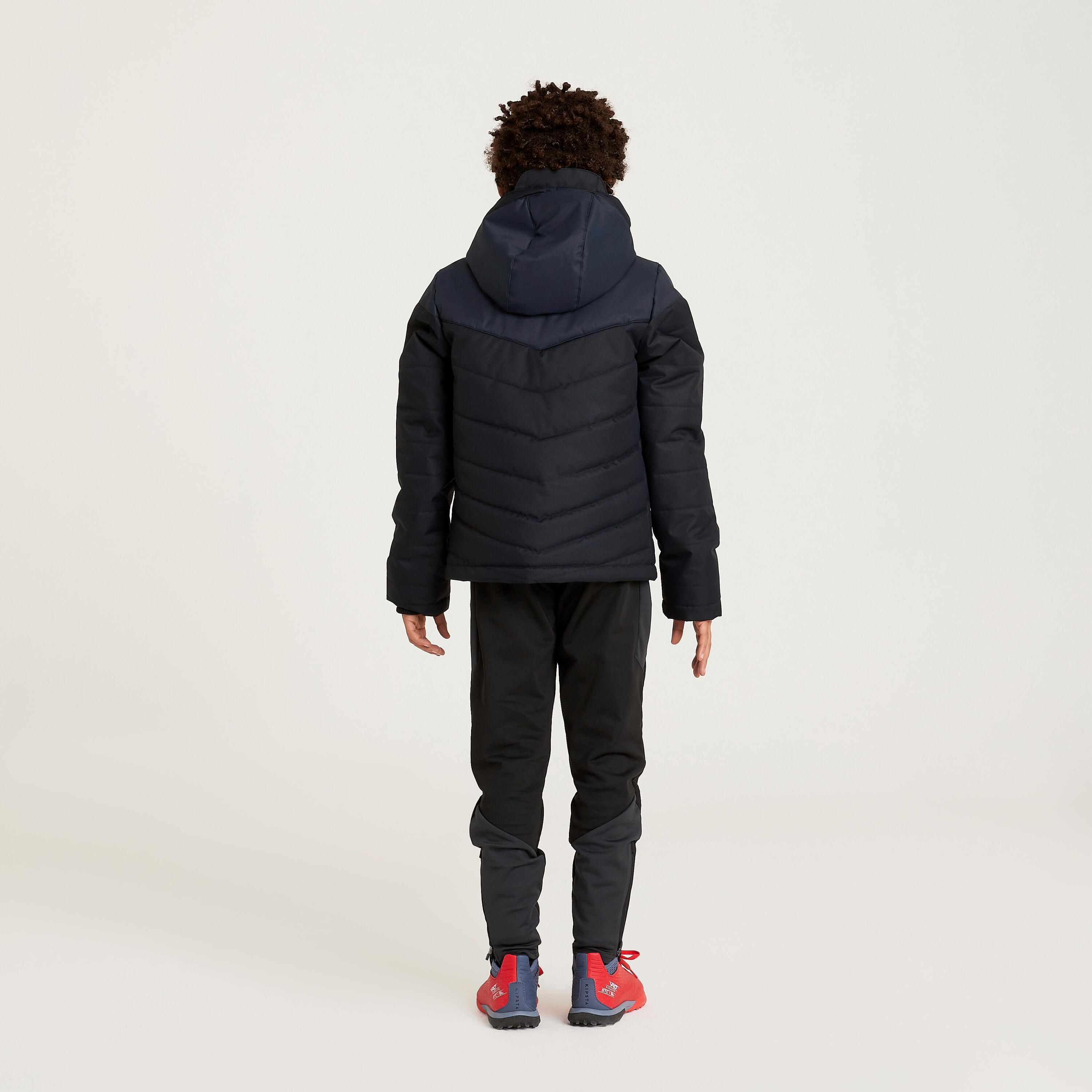 CHAQUETA CÁLIDA CORTA DE FÚTBOL NIÑOS NEGRA  6/7