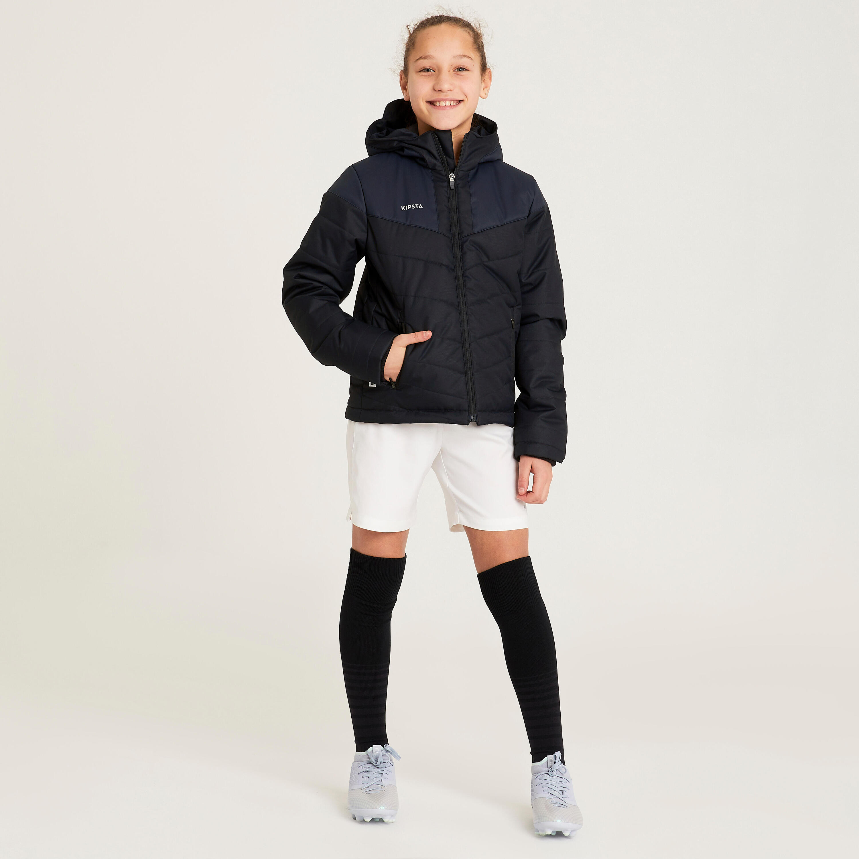Korte warme voetbaljas kind zwart 7/9