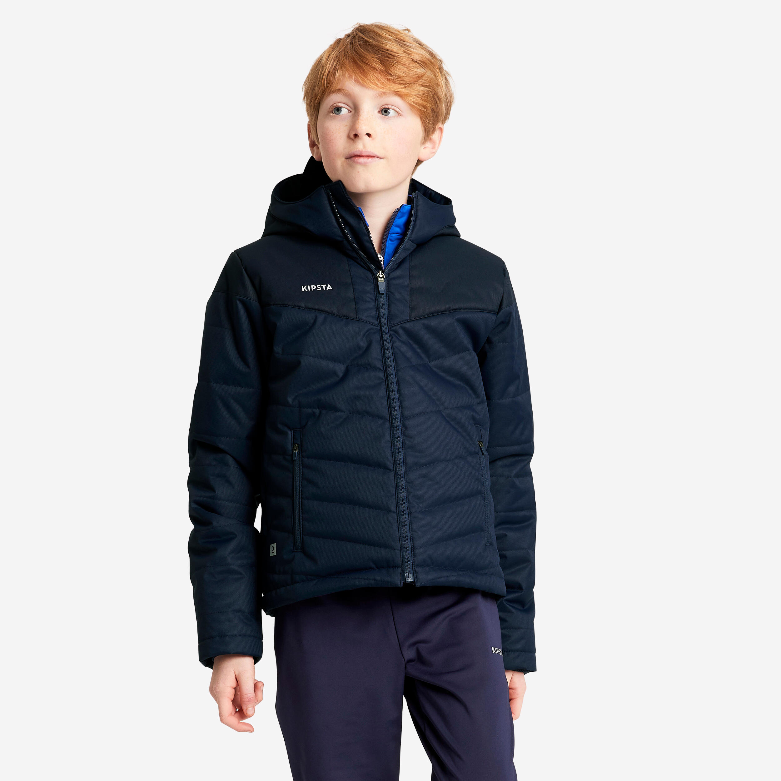 Kinder Fussball Trainingsjacke warm marineblau