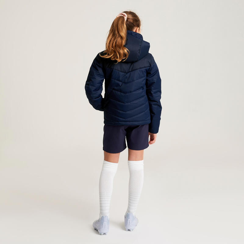 CHAQUETA CÁLIDA CORTA DE FÚTBOL NIÑOS AZUL MARINO 