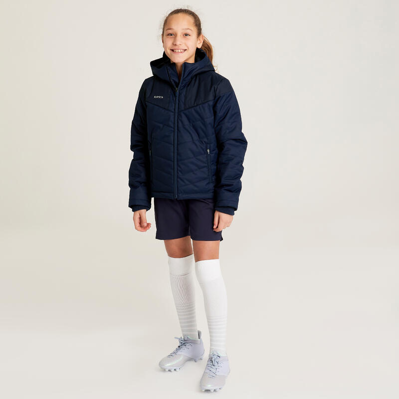 Korte warme voetbaljas kind marineblauw