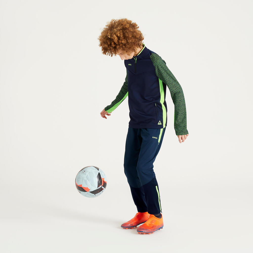Kinder Fussball Sweatshirt mit Reissverschluss - CLR marineblau/neongelb