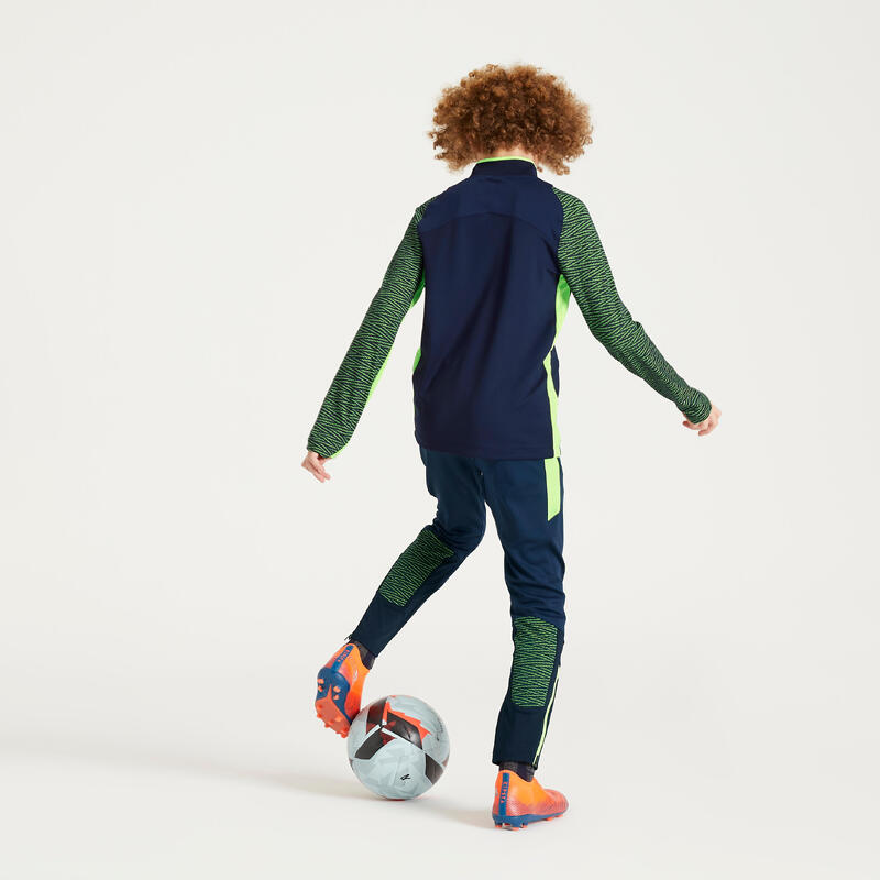 Pantalon de trening Fotbal CLR Bleumarin-Galben fluorescent Copii 