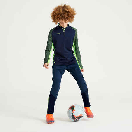 Kids' 1/2 Zip Football Sweatshirt CLR - Navy/Neon Yellow