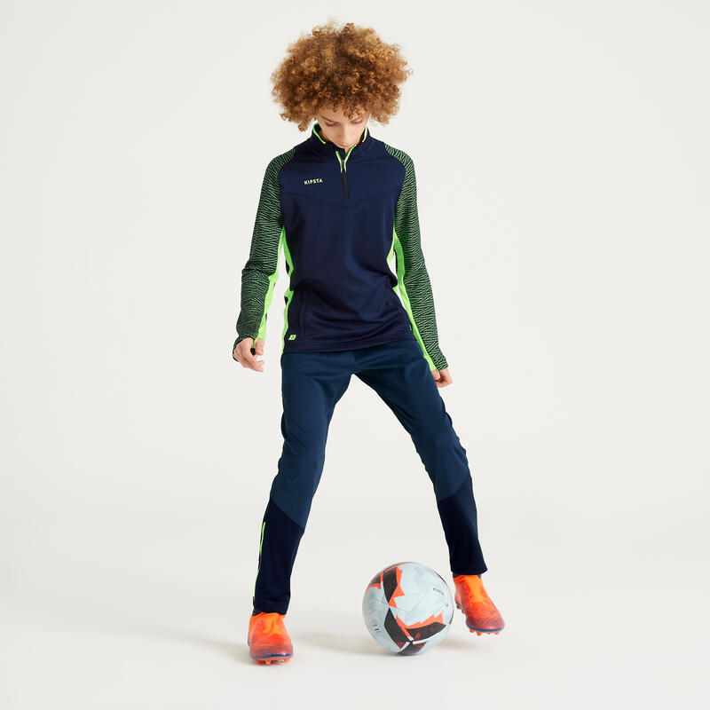 Kinder Fussball Sweatshirt 1/2 Reissverschluss - CLR marineblau/neongelb