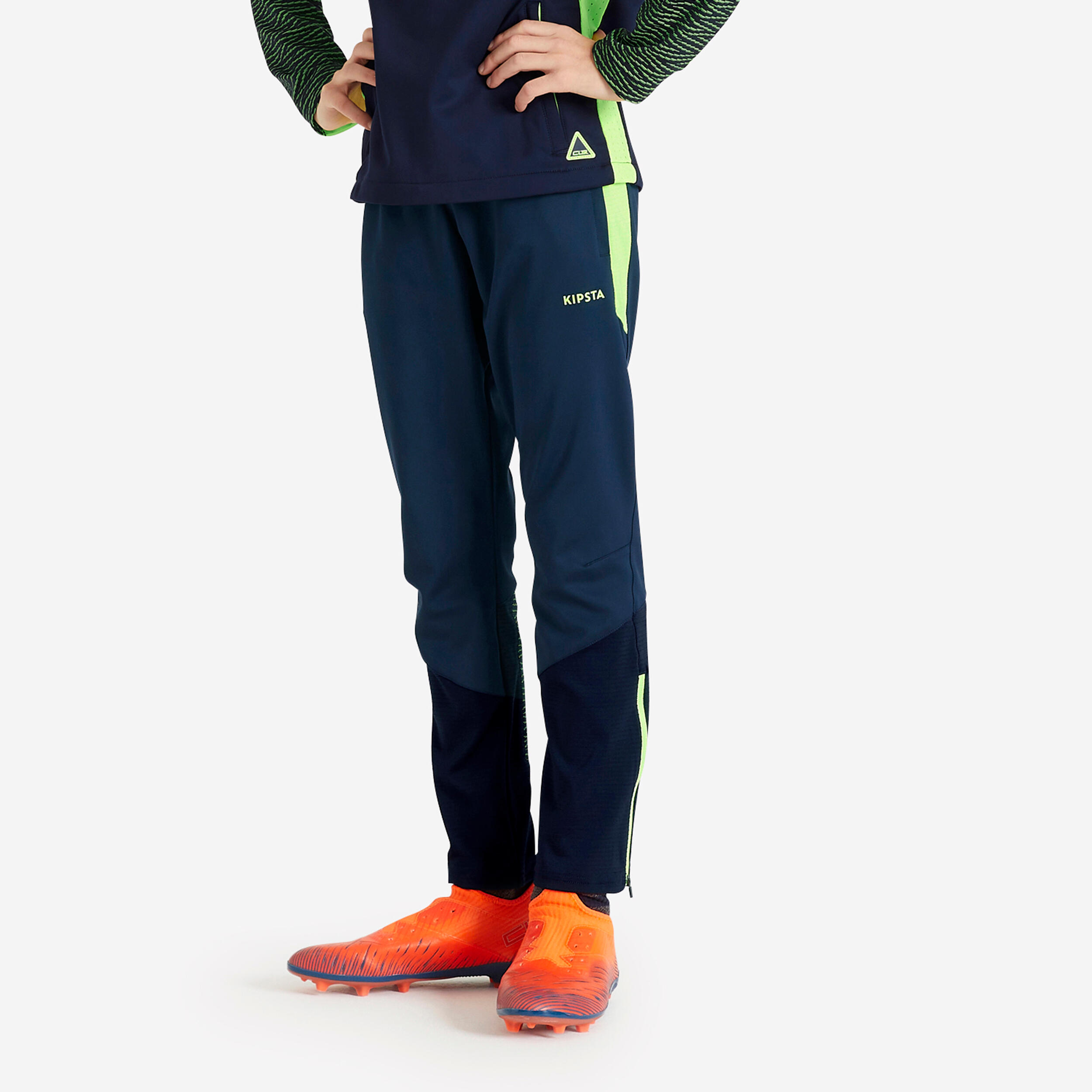 Kipsta - Sweat 1/2 Zip De Football Enfant Clr Bleu Marine Et Jaune Fluo - Sweat-shirt - Football / Futsal / Sepak - Bleu-jaune - 12 À 14 Ans -