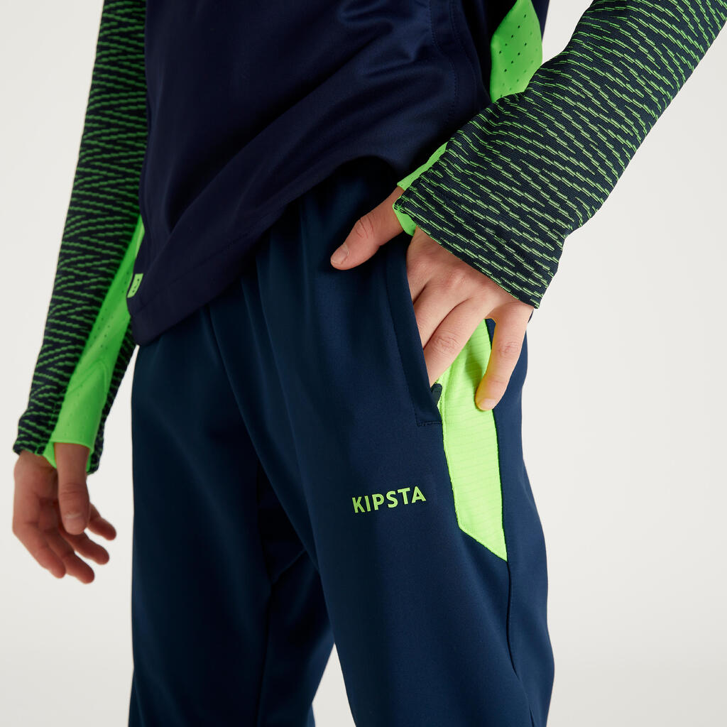 Kids' Football Bottoms CLR - Navy Blue/Neon Yellow