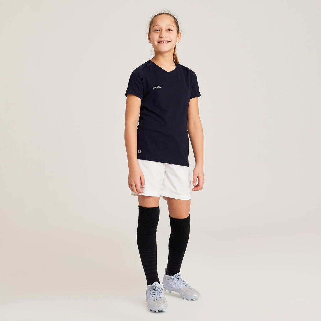 Majica kratkih rukava za nogomet Viralto za djevojčice crna