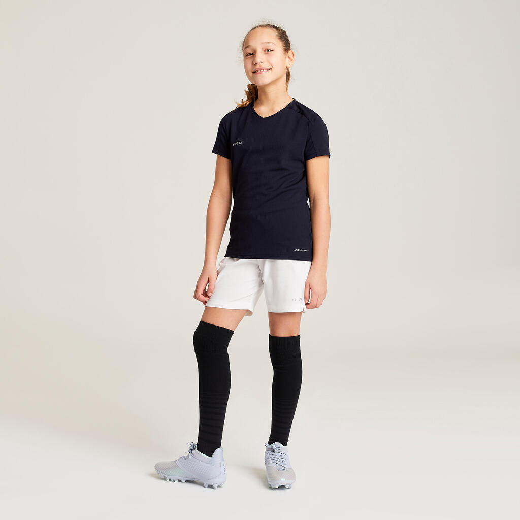 Majica kratkih rukava za nogomet Viralto za djevojčice crna