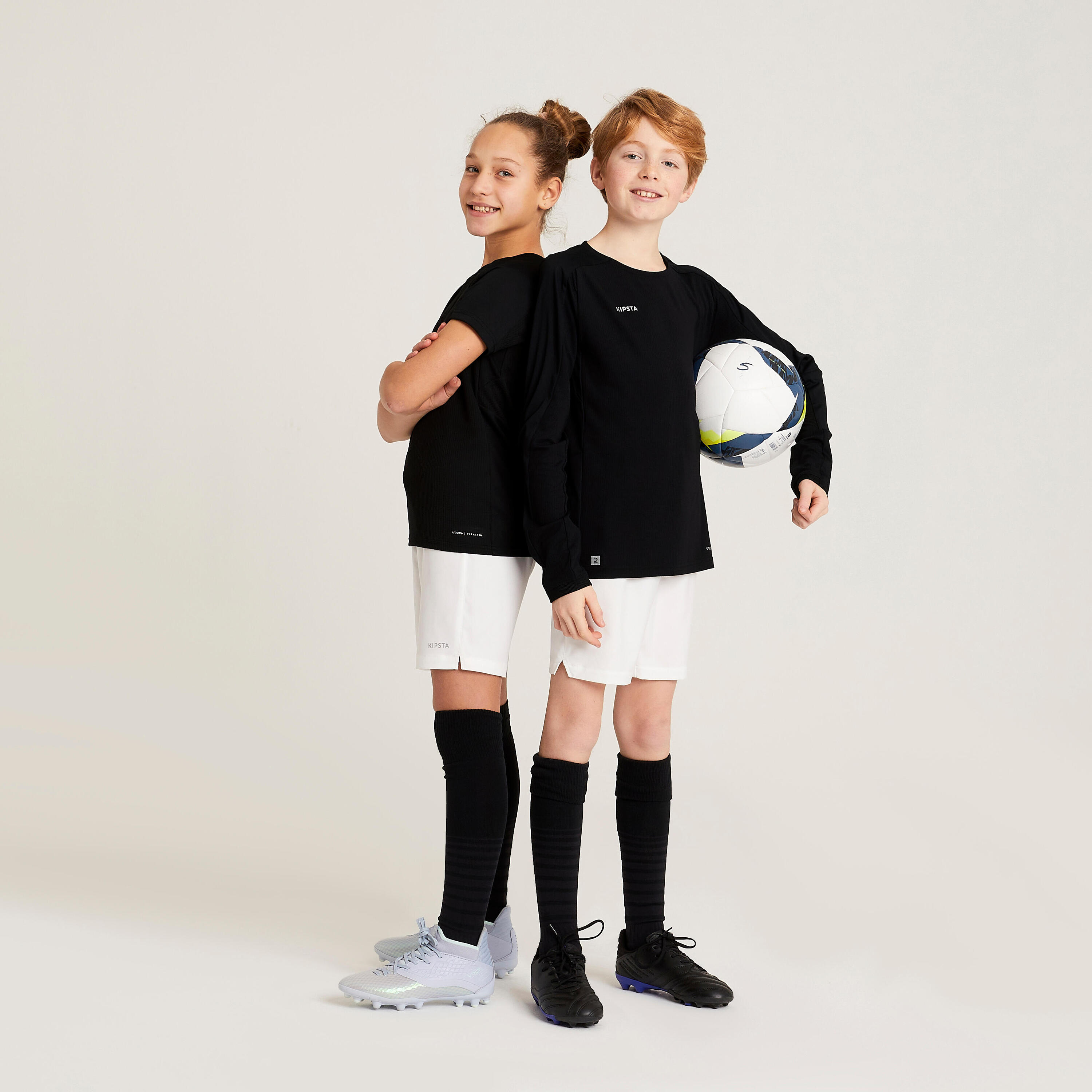 Camiseta de fútbol manga larga Niños Kipsta Viralto negra 5/9