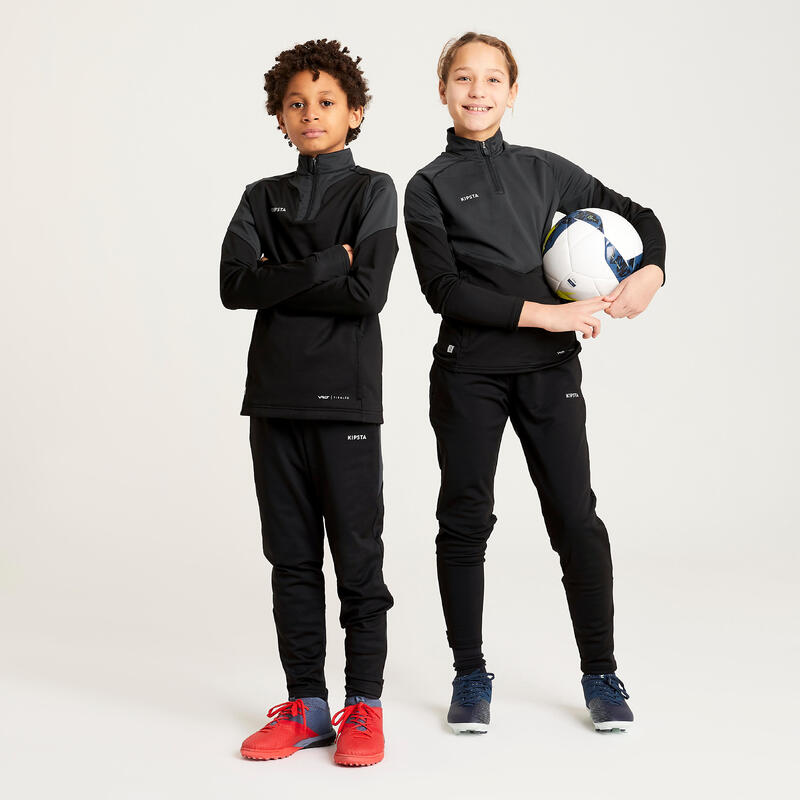 Kids' 1/2 Zip Football Sweatshirt Viralto Club - Black & Grey