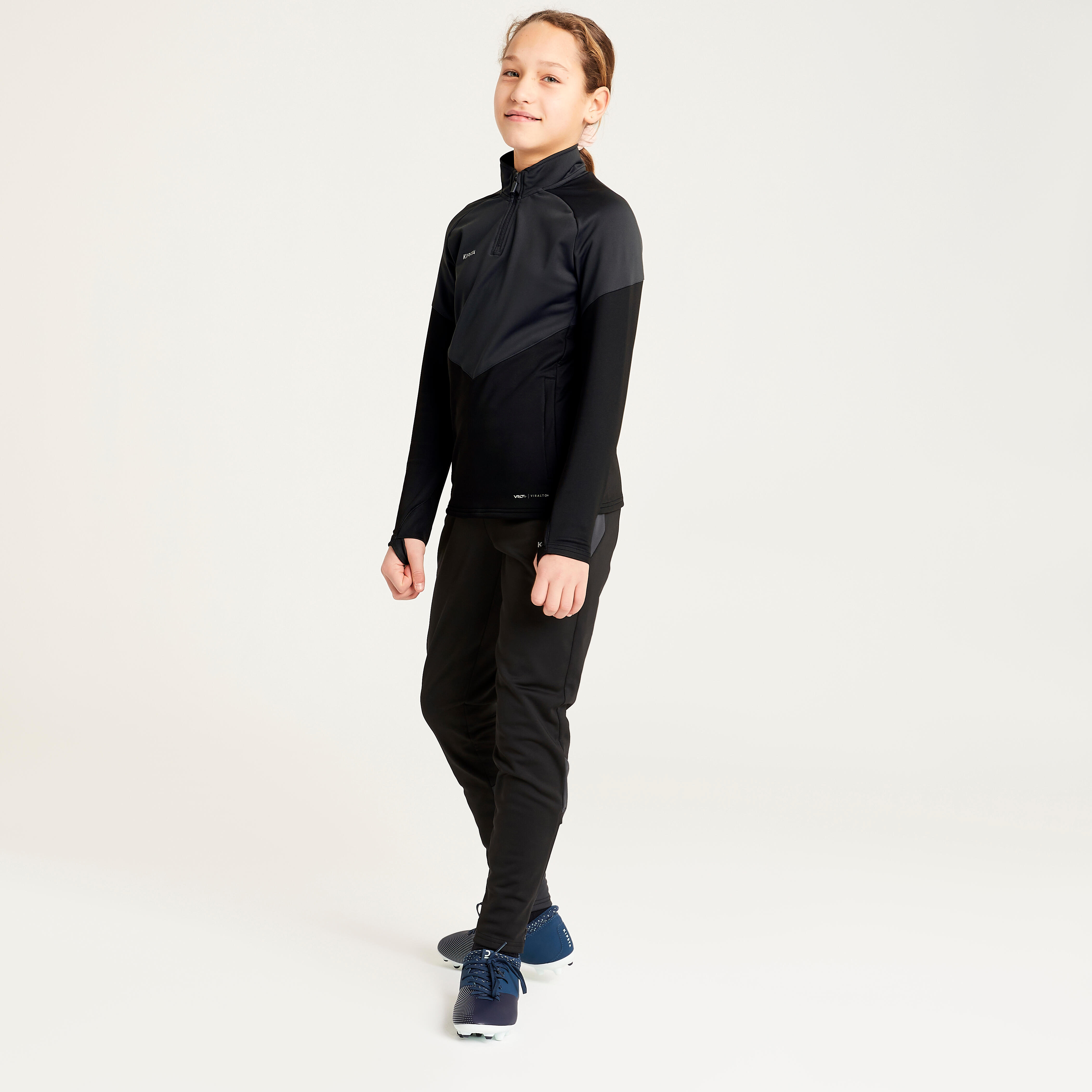 VIRALTO NERO RAGAZZE 1/2 ZIP FELPA CALCIO