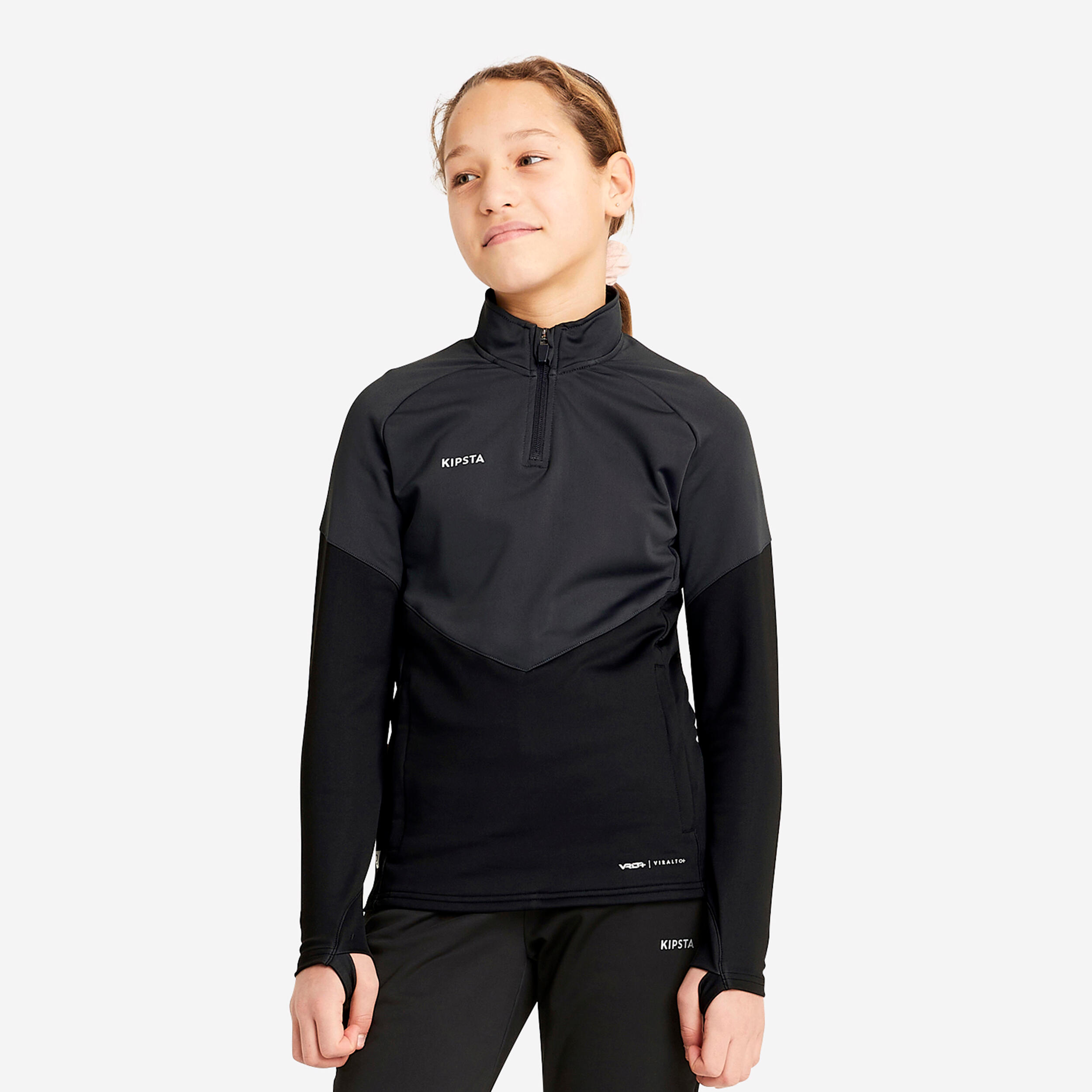 KIPSTA Dievčenské futbalové nohavice Viralto+ čierne 113-122 cm