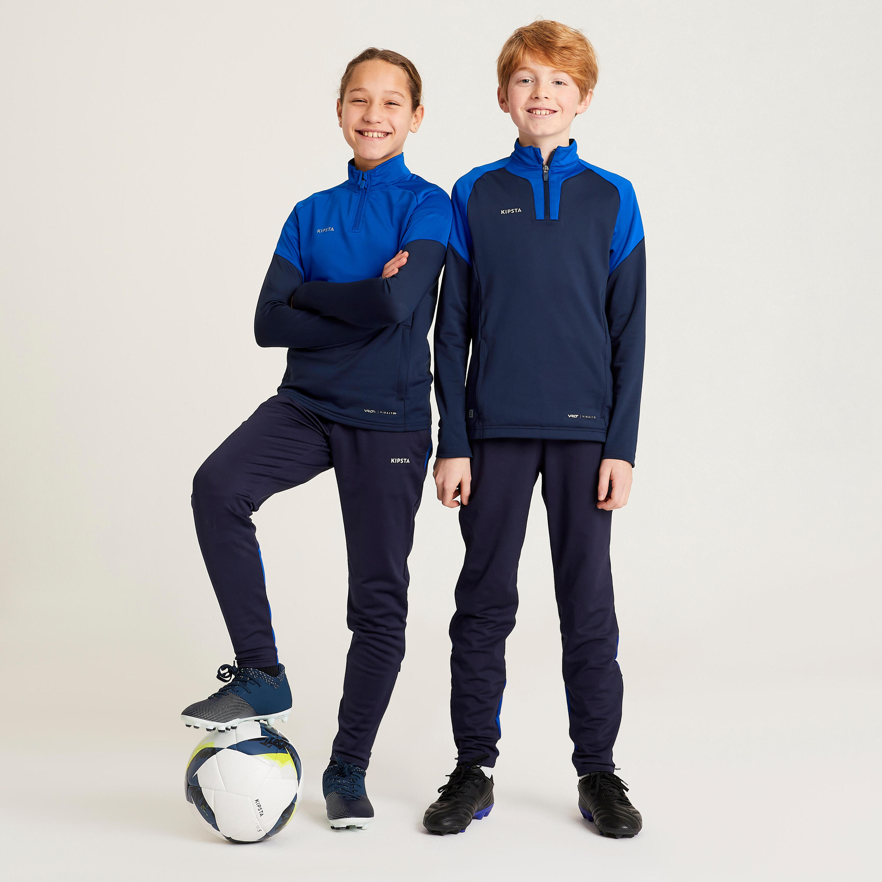 Girls' 1/2 Zip Football Sweatshirt Viralto - Blue 12/12