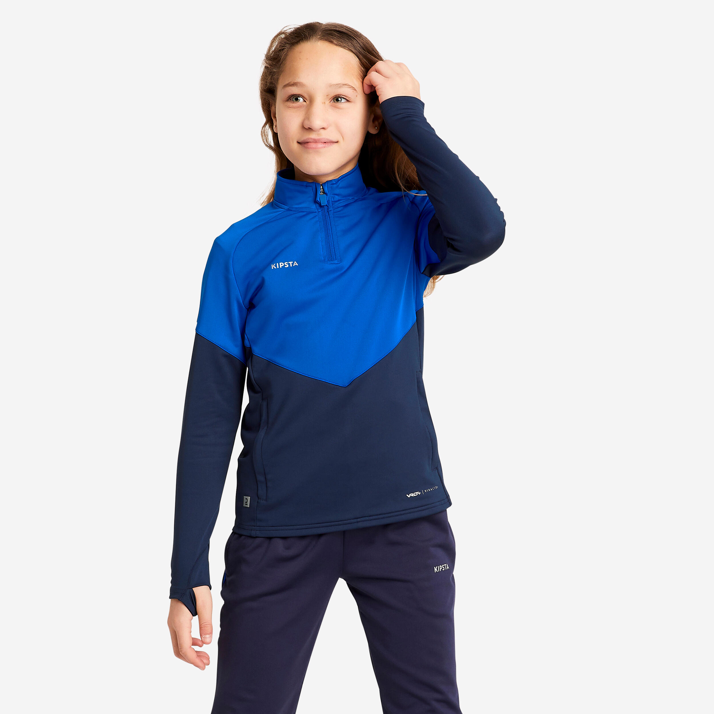 KIPSTA Girls' 1/2 Zip Football Sweatshirt Viralto - Blue