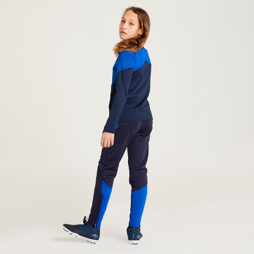 Dievčenská futbalová mikina s krátkym zipsom Viralto modrá