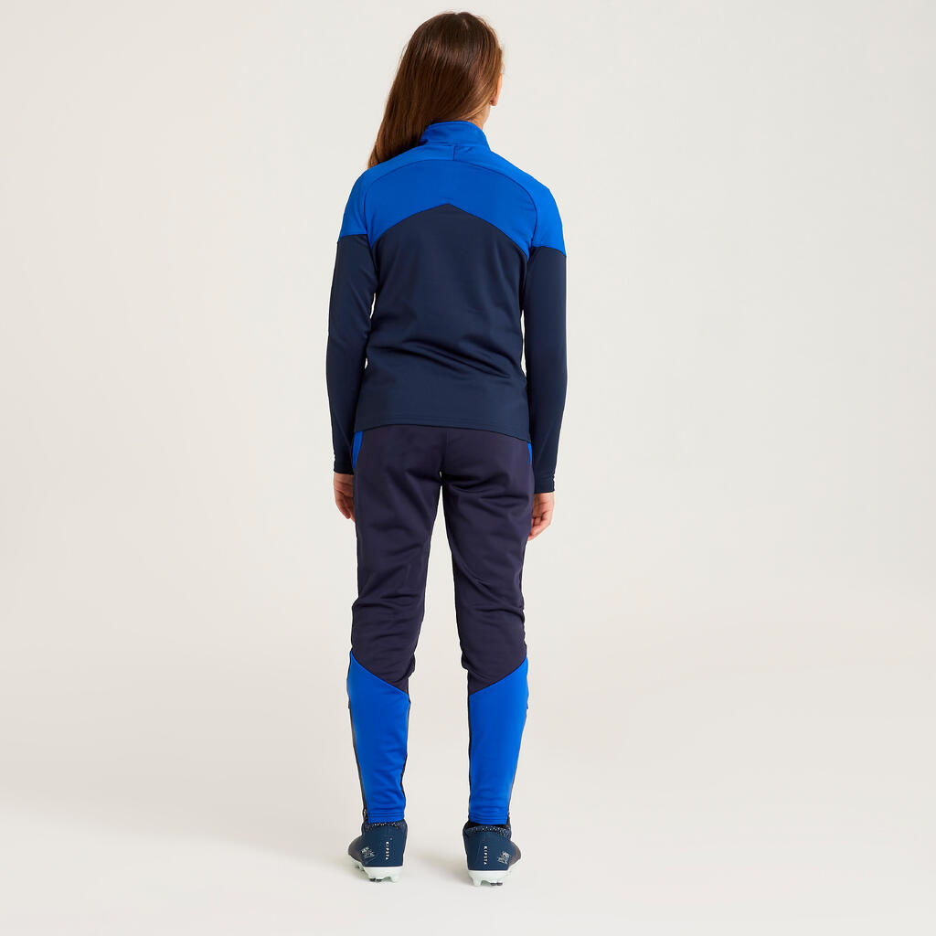 Dievčenská futbalová mikina s krátkym zipsom Viralto modrá