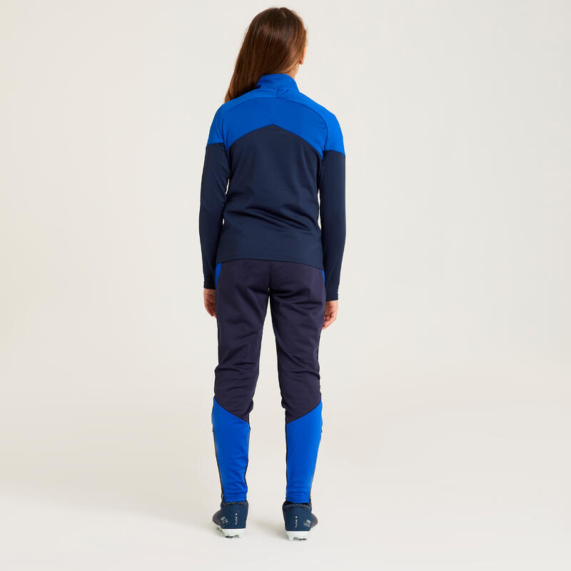 Bluză cu fermoar scurt Fotbal VIRALTO+ Albastru Fete