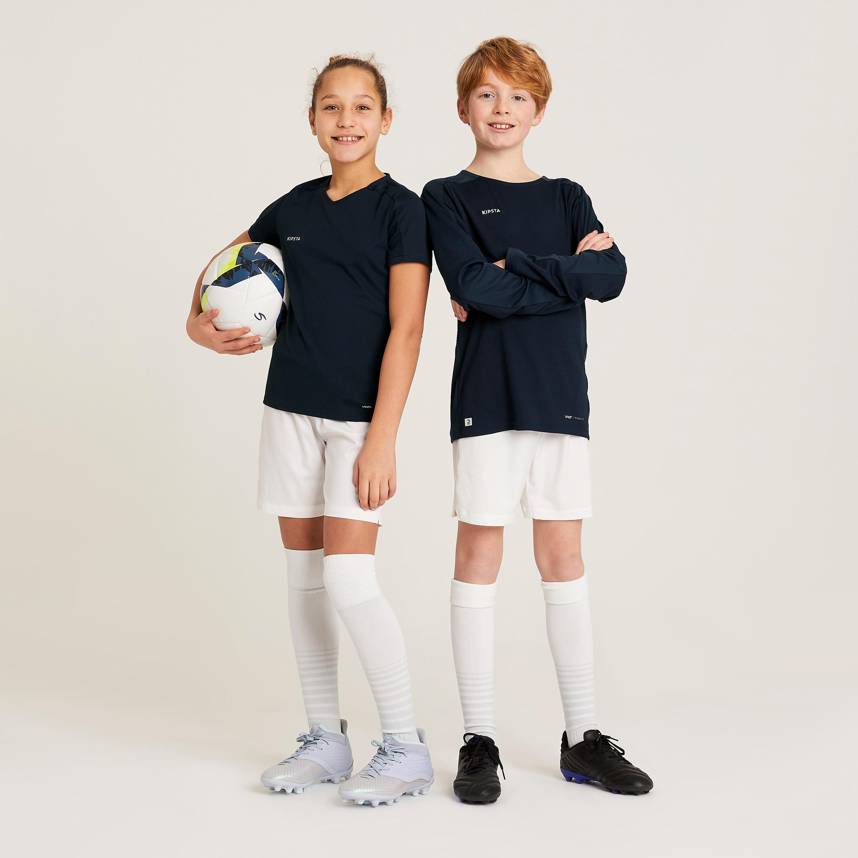 Camiseta de fútbol manga larga Niños Kipsta Viralto azul marina 6/10