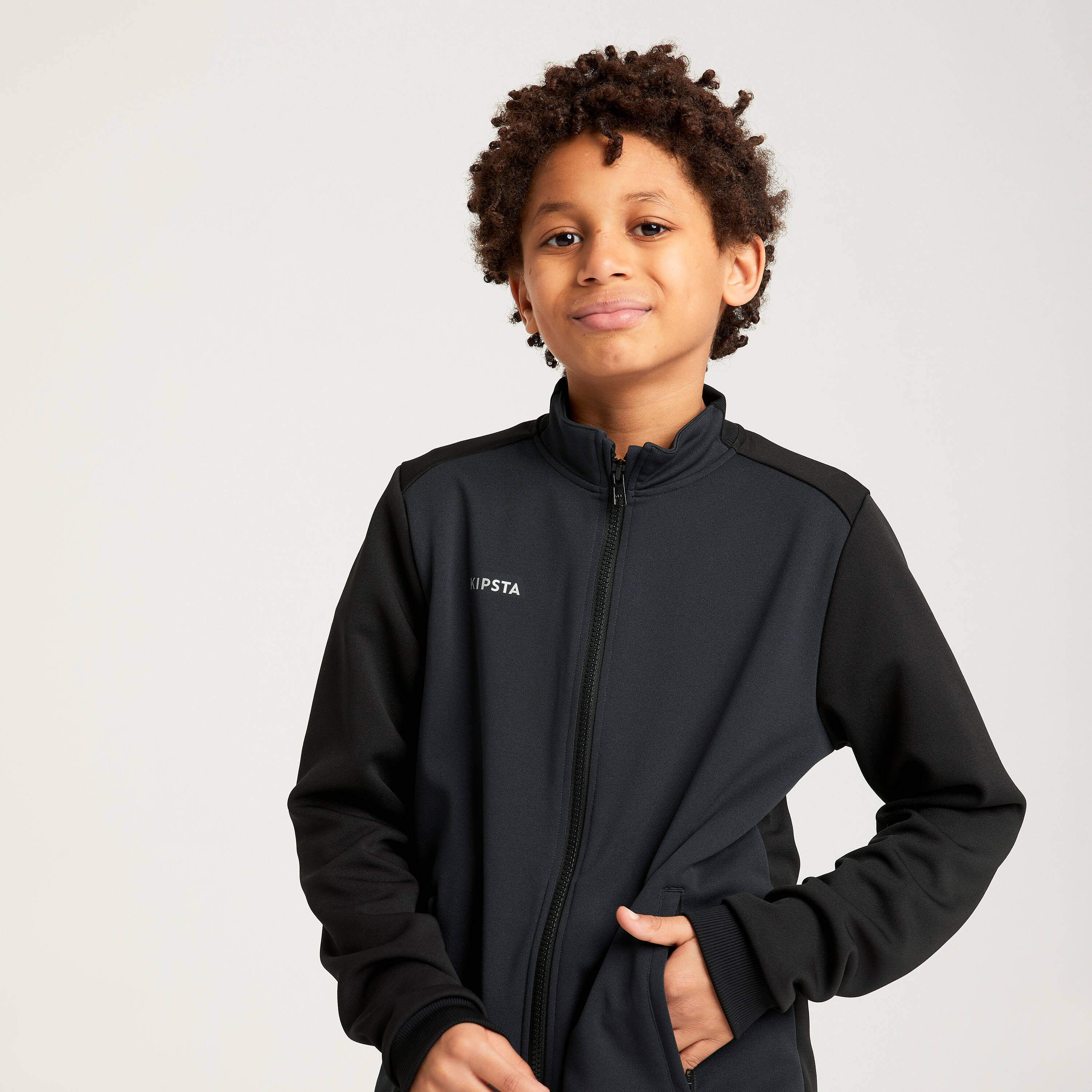 Kids Football Jacket - Black & Grey -  5