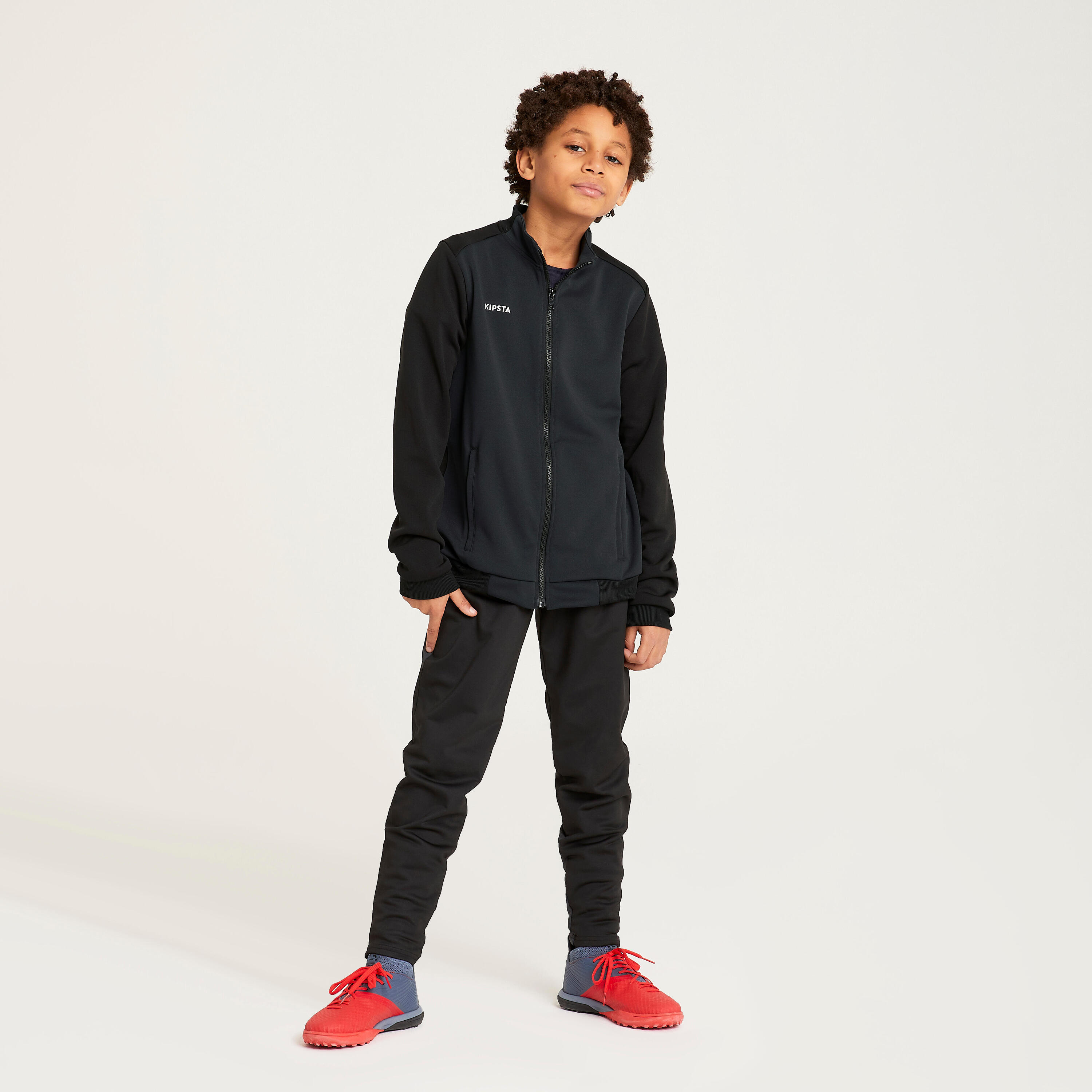 Kinder Fußball Trainingsjacke Essential schwarz/grau 4/5