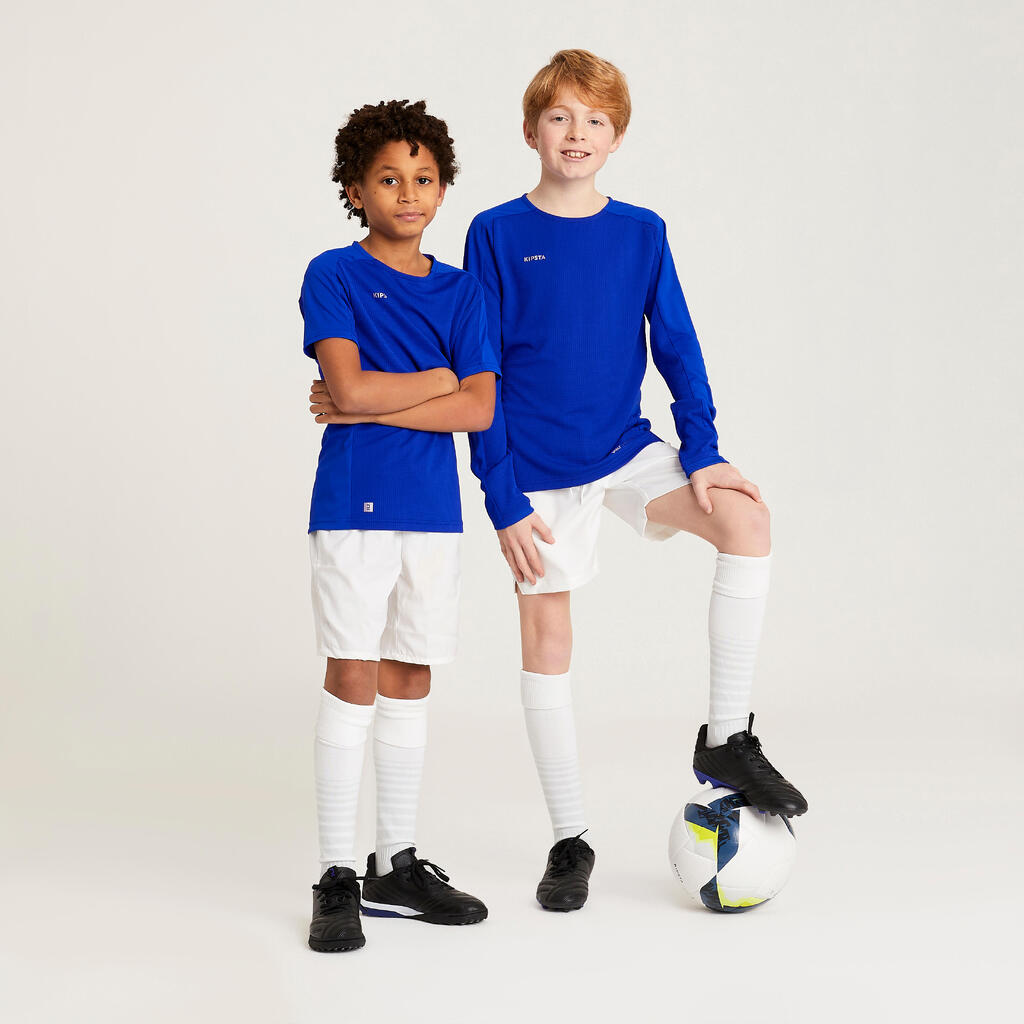 Detský futbalový dres Viralto Letters s dlhým rukávom modrý