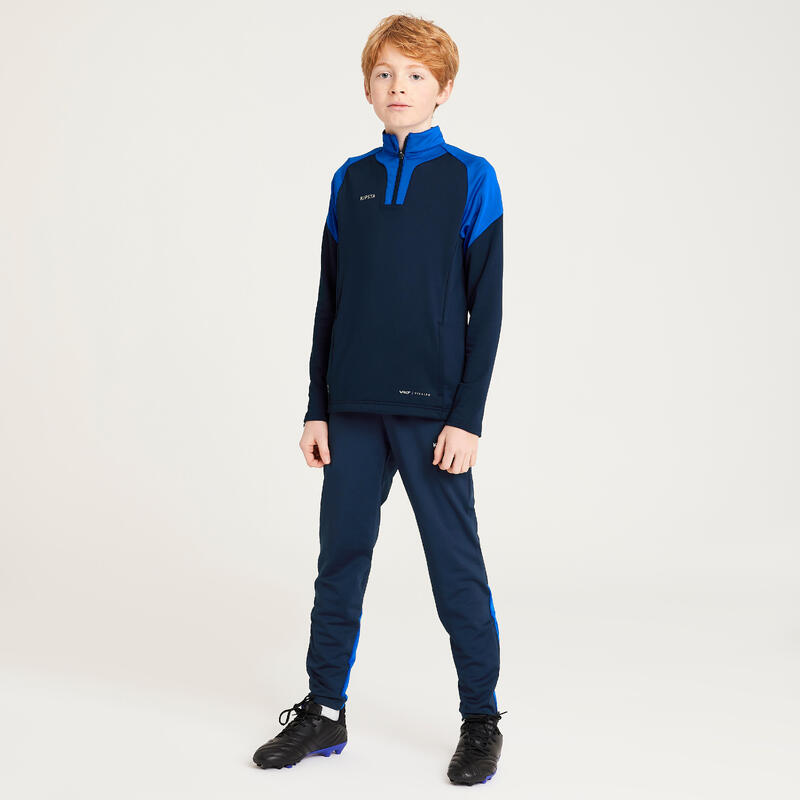 Kinder Fussball Sweatshirt mit Reissverschluss - VIRALTO Club marineblau/blau
