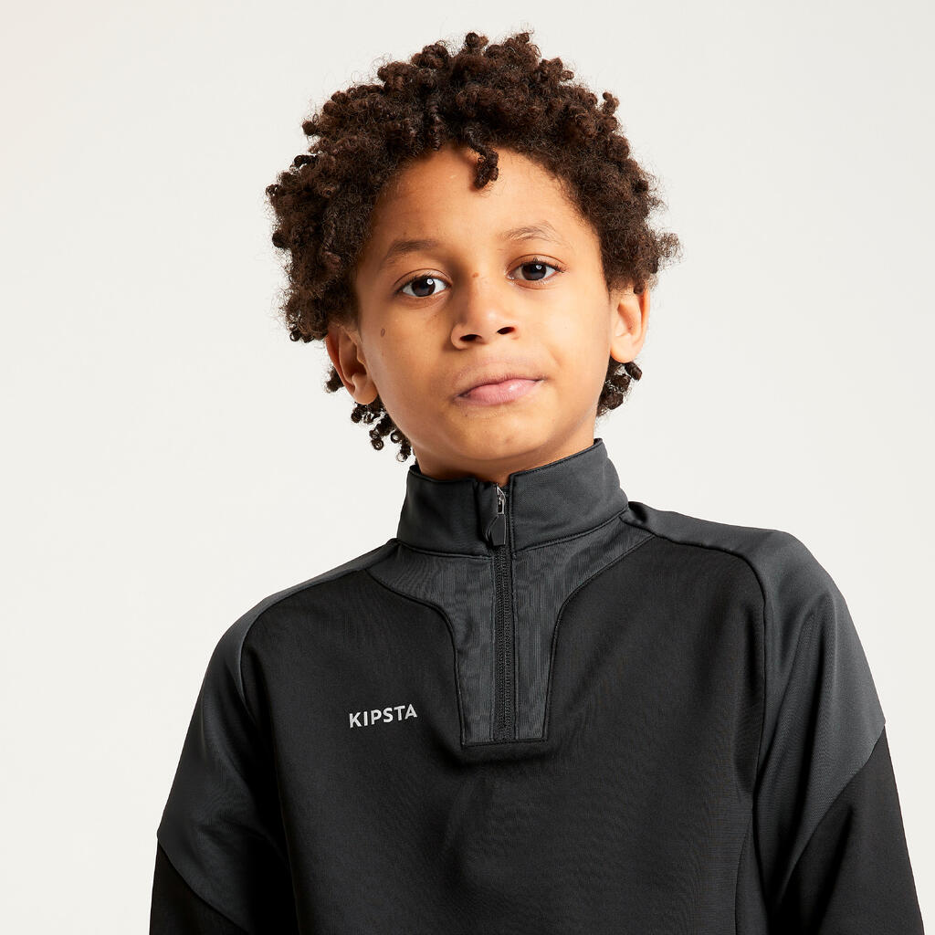 Kids' 1/2 Zip Football Sweatshirt Viralto - Black & Parma