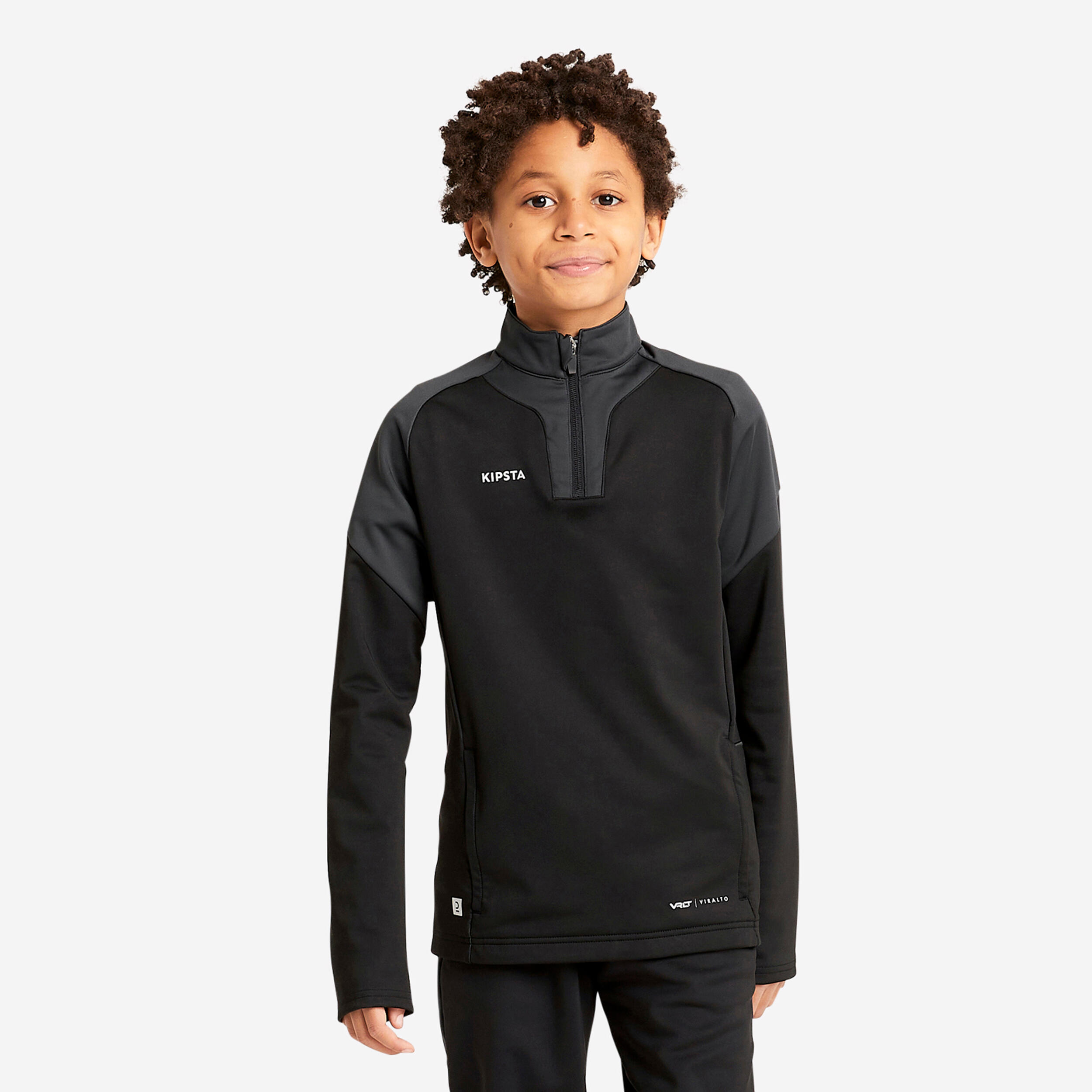 Kids' 1/2 Zip Football Sweatshirt Viralto Club - Black & Grey 1/8