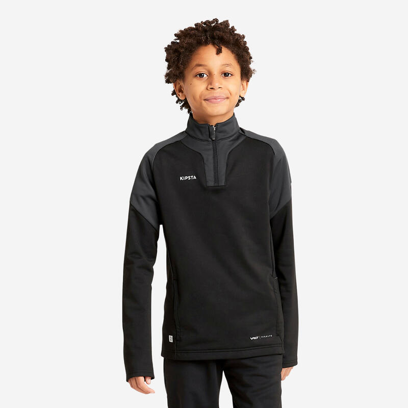 Kinder Fussball Sweatshirt mit Reissverschluss - VIRALTO Club schwarz/grau