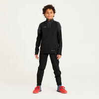 Sweatshirt Fussball VIRALTO mit Reissverschluss Kinder schwarz/grau