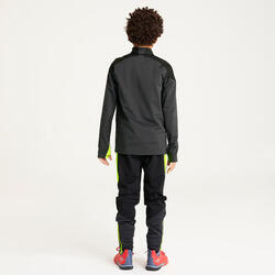 Sweat de football 1/2 zip VIRALTO SOLO JR noir, gris et jaune fluo.