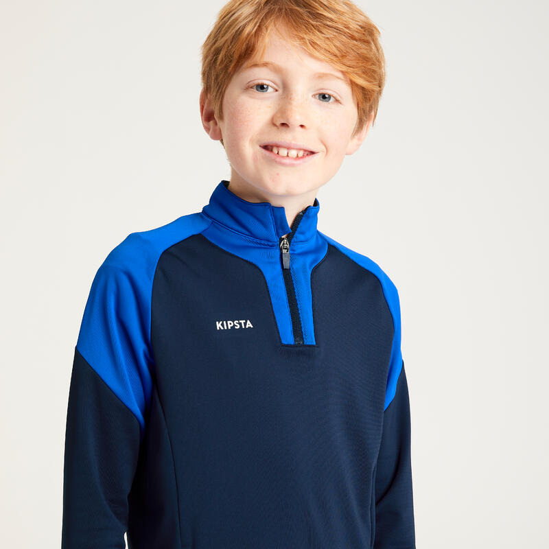 Kinder Fussball Sweatshirt mit Reissverschluss - VIRALTO Club marineblau/blau