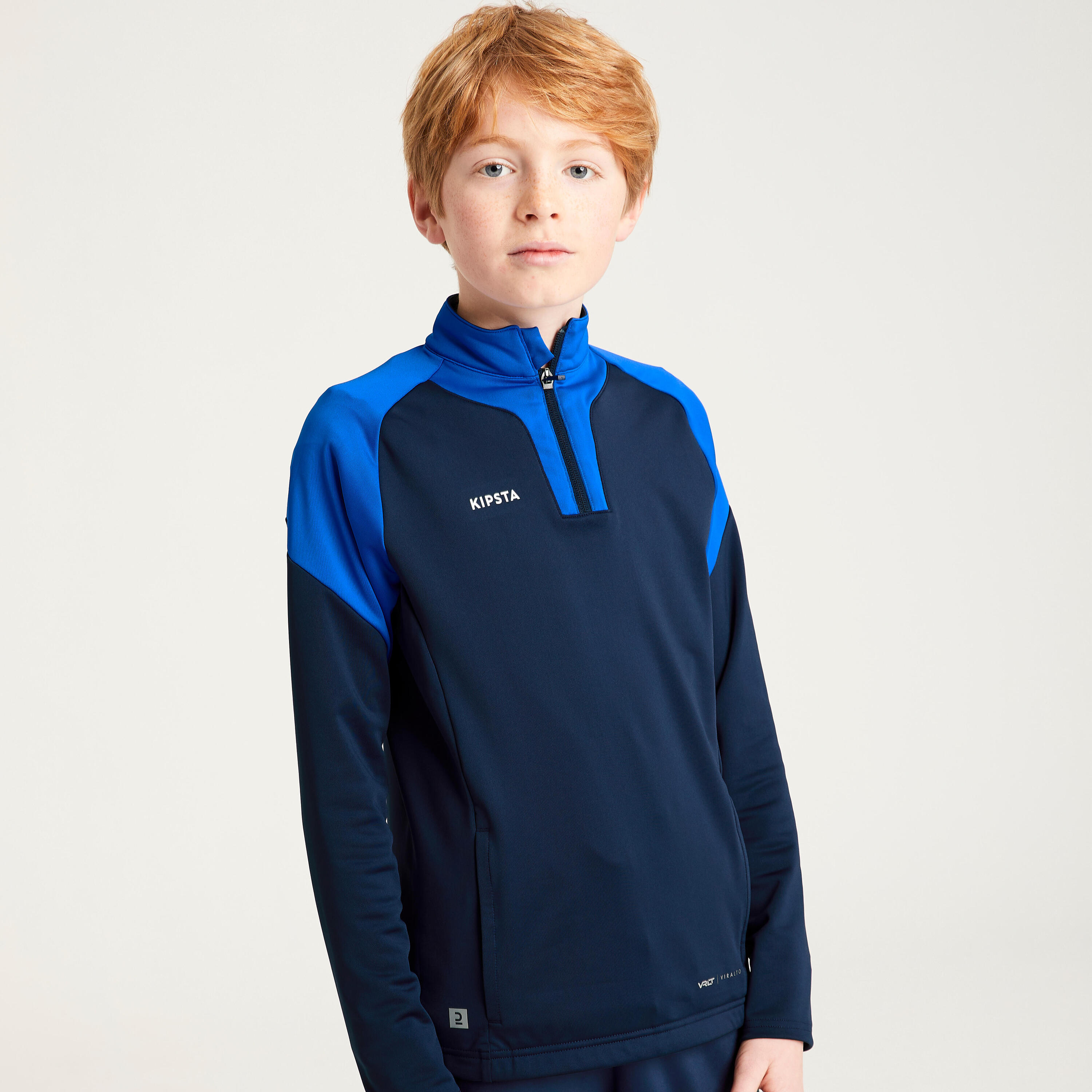 KIPSTA Sudadera de fútbol 1/2 cremallera VIRALTO CLUB JR azul y azul marino