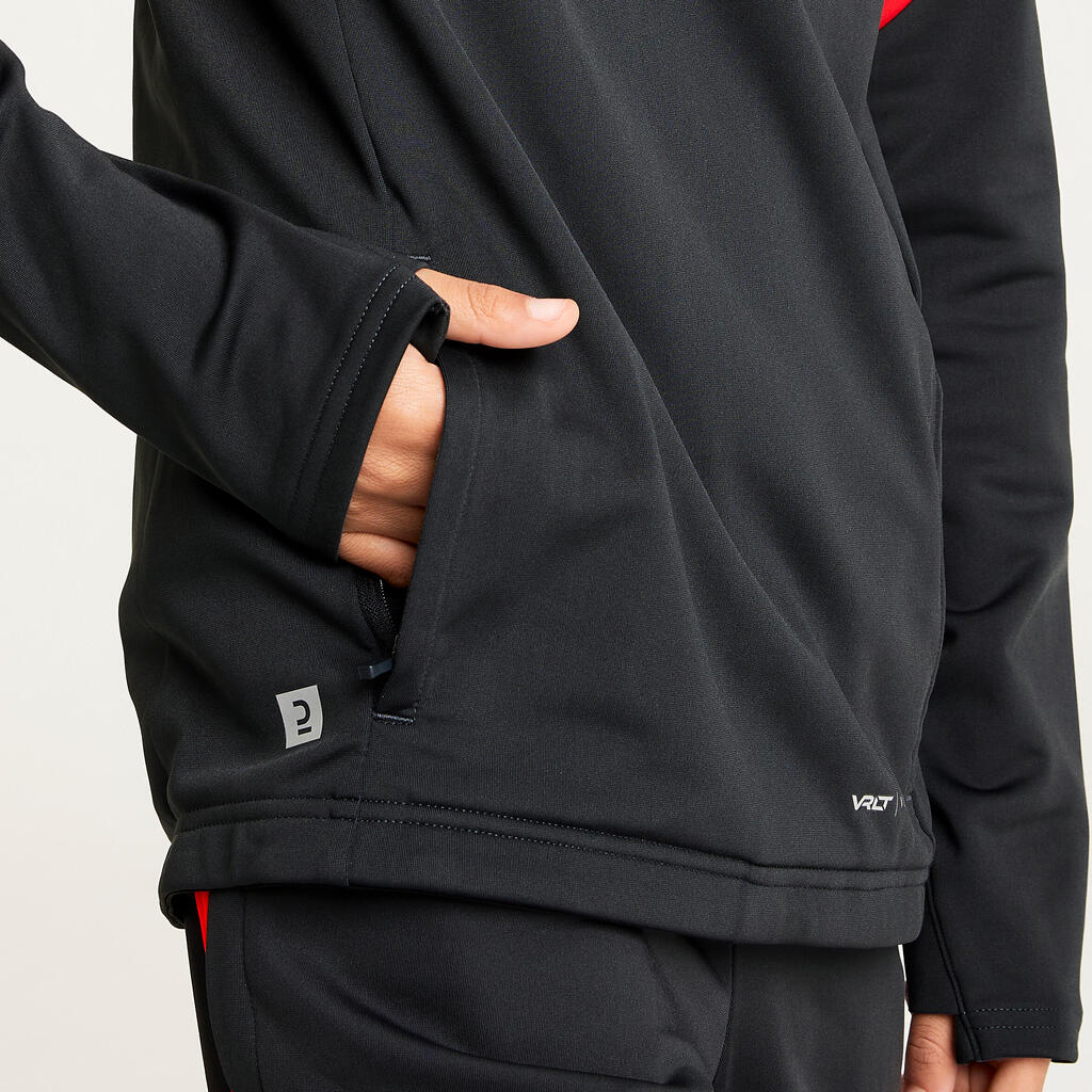 Kids' 1/2 Zip Football Sweatshirt Viralto - Black & Parma