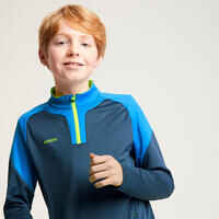 Kids' 1/2 Zip Football Sweatshirt Viralto Solo - Blue/Grey/Neon Yellow