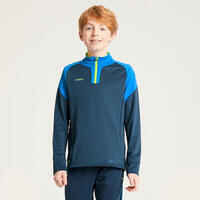 Kids' 1/2 Zip Football Sweatshirt Viralto Solo - Blue/Grey/Neon Yellow