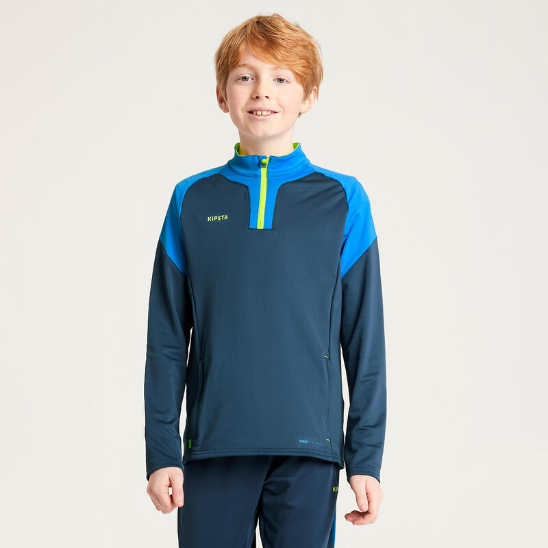 Kinder Fussball Sweatshirt mit Reissverschluss - Viralto Solo blau/grau